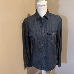 J Crew vintage indigo denim double breasted button down shirt